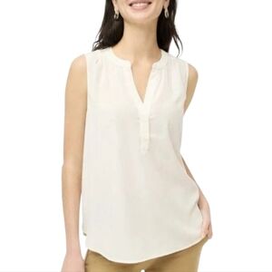 J. Crew NWT Sleeveless V Neck Popover Top Size Medium Retail $69 Ivory